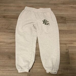 Eric Emanuel White Sweatpants with Green Logo